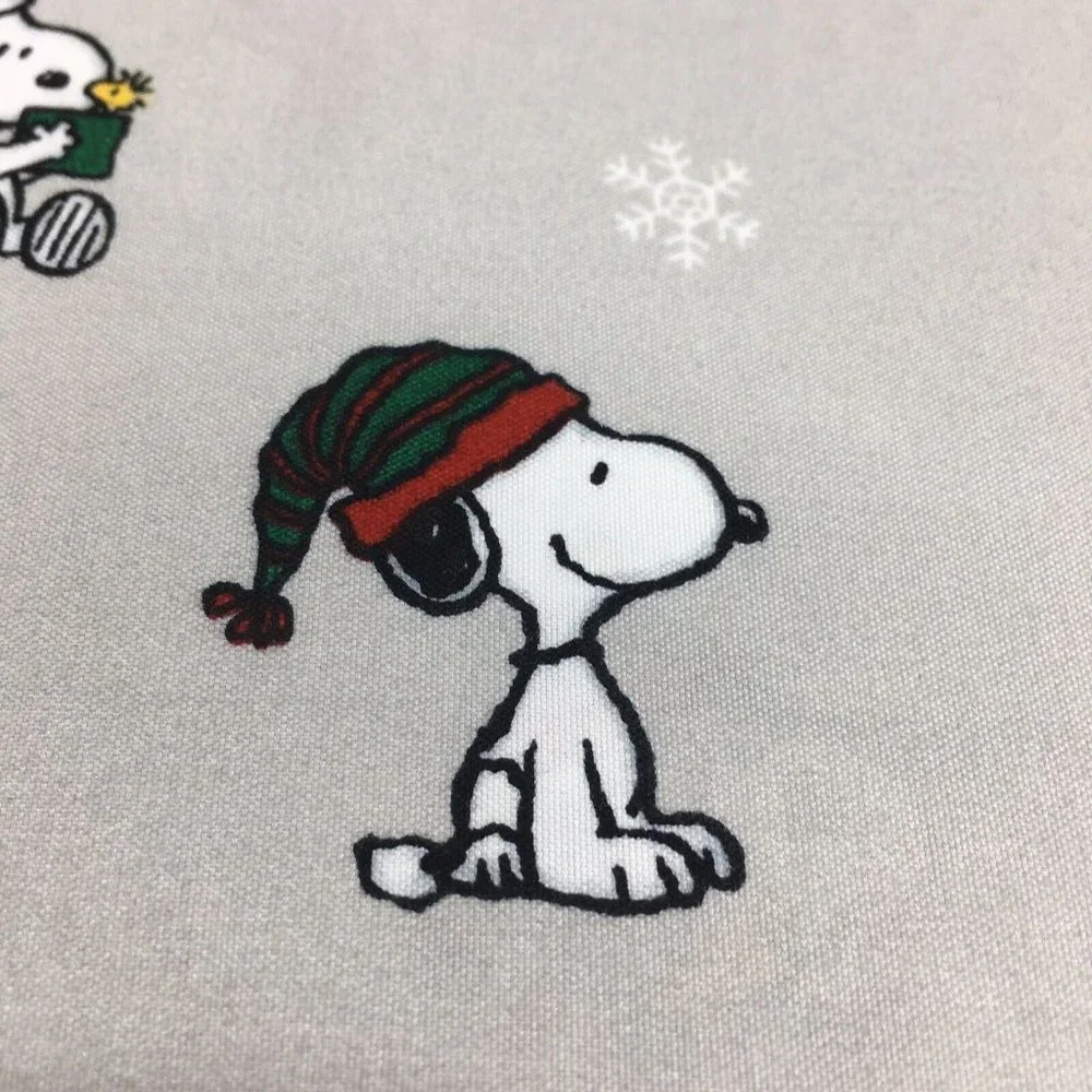 4pc Berkshire Peanuts Christmas QUEEN Sheet Set Snoopy Woodstock Snowflakes Gray